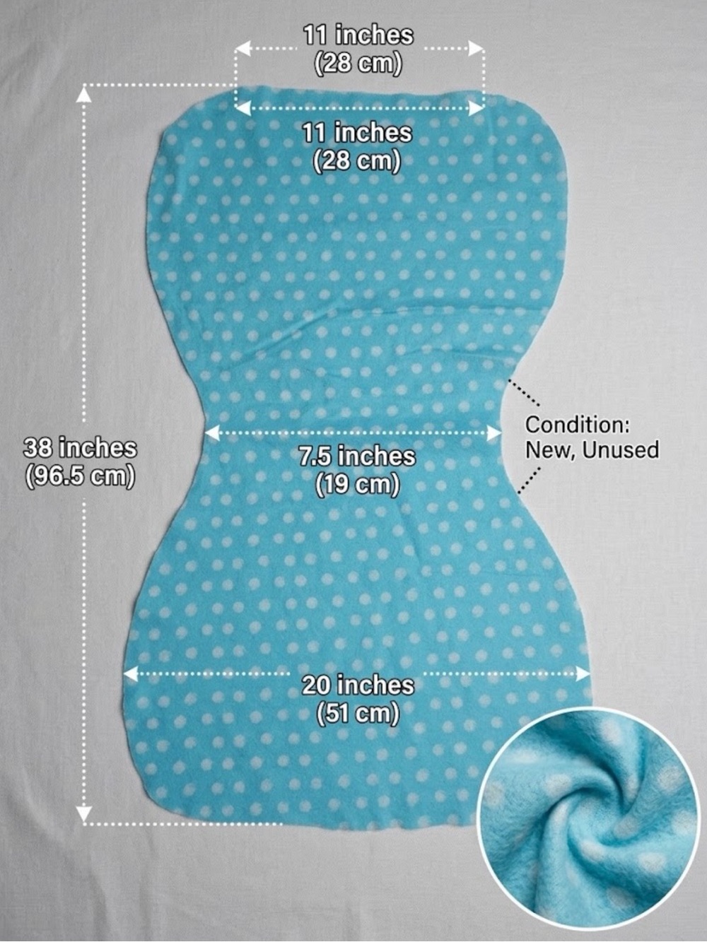 Unbranded Blue Polka Dot Baby Sleepsack Pre-Cut Fabric Panel - New
